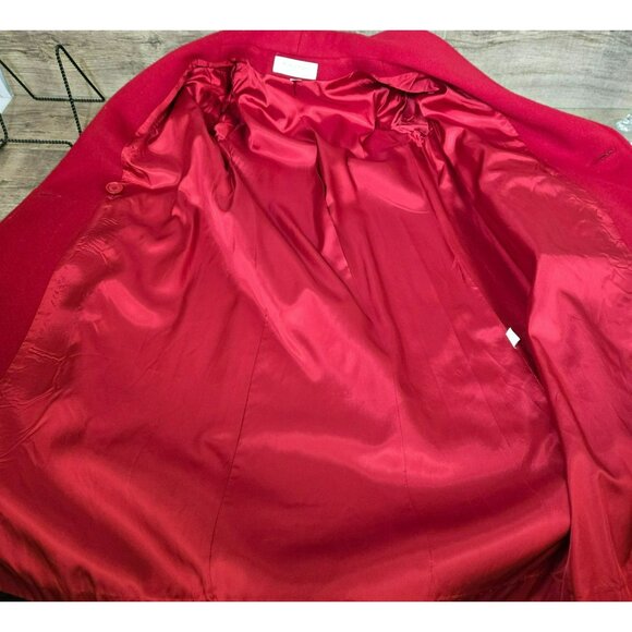 NWT VTG Michelle Stuart Petite SM* Red Wool Double-Breasted Overcoat Trench Coat - Picture 6 of 13